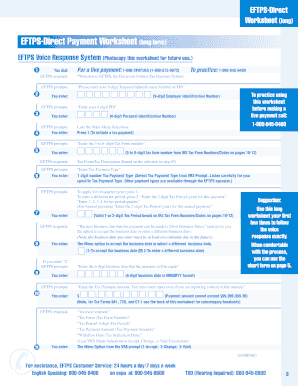 Eftps Direct Payments Worksheet Long Form Printable