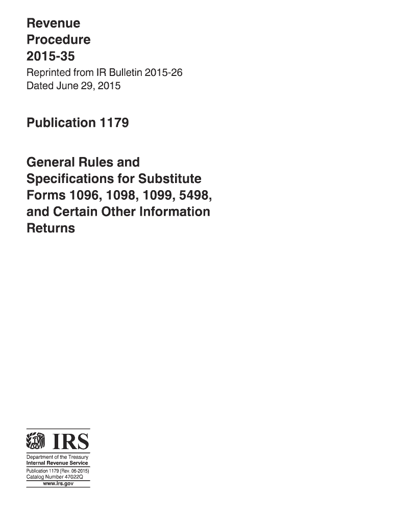  Publication 1179 Rev 06 General Rules and Specifications for Substitute Forms 1096 1098 1099 5498 and Certain Other Information  2015