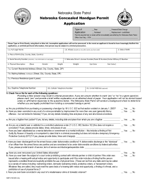 Concealed Handgun Permit Application Statepatrol Nebraska  Form