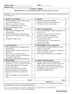 Lawton and Brody Scale  Form