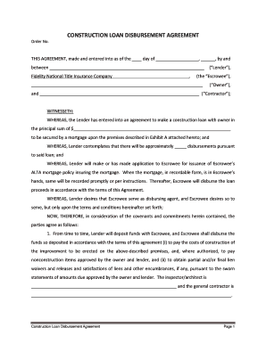 Disbursement Agreement Template  Form