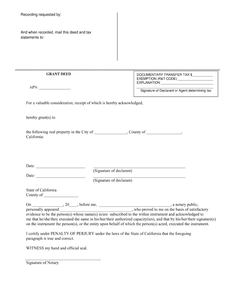 Blank Grant Deed  Form