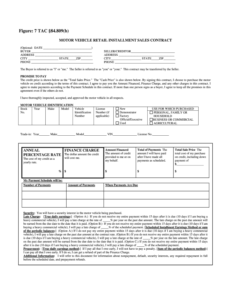 CONSUMER CREDIT DISCLOSURE MOTOR VEHICLE RETAIL Texinfo Library Unt  Form