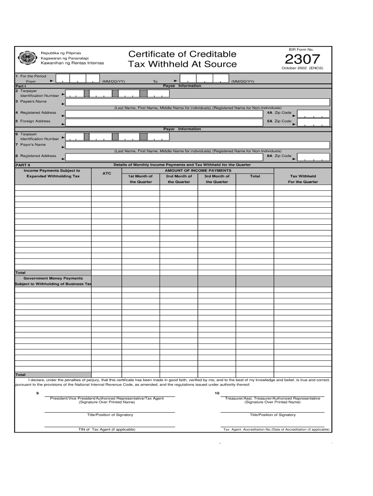Get and Sign Bir Form 2307 Word Format 2002