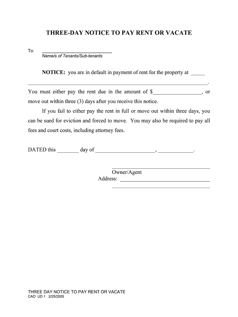 Eviction Notice Template  Form