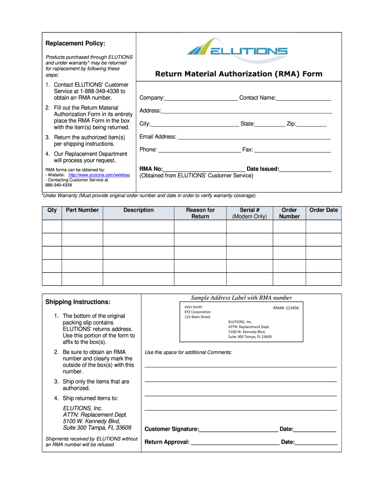 Material Return Form