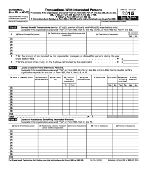 Form 990 or 990 EZ Schedule L Transactions with Interested Persons Irs