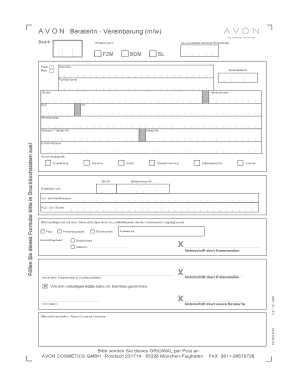 Avon Beraterin Vereinbarung  Form