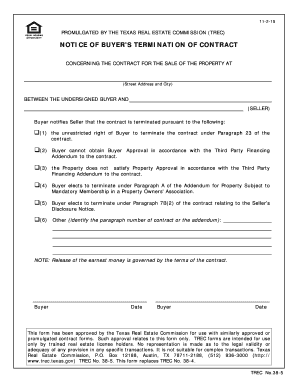 Notice of Termination Contract  Form