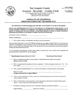  San Joaquin County Transfer Tax Affidavit 2015