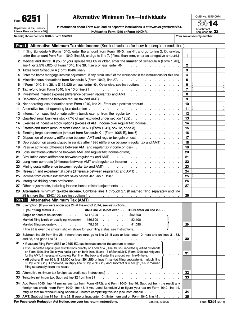  Minimum Tax Form 2014