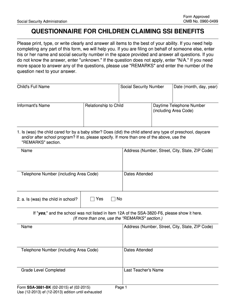 Get and Sign Ssa 3881 Bk 2015 Form