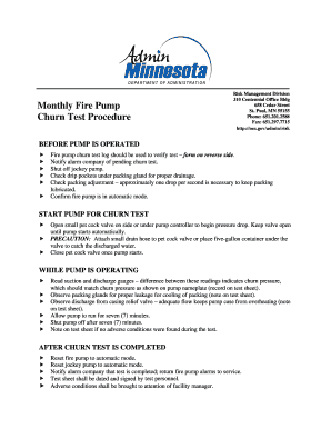 Monthly Fire Pump Churn Test Form