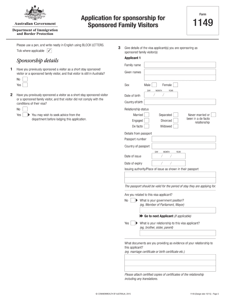 Form 1149 Australian Visa