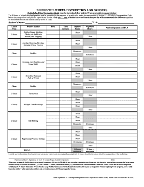 30 Hour Driving Log - Fill Out and Sign Printable PDF Template