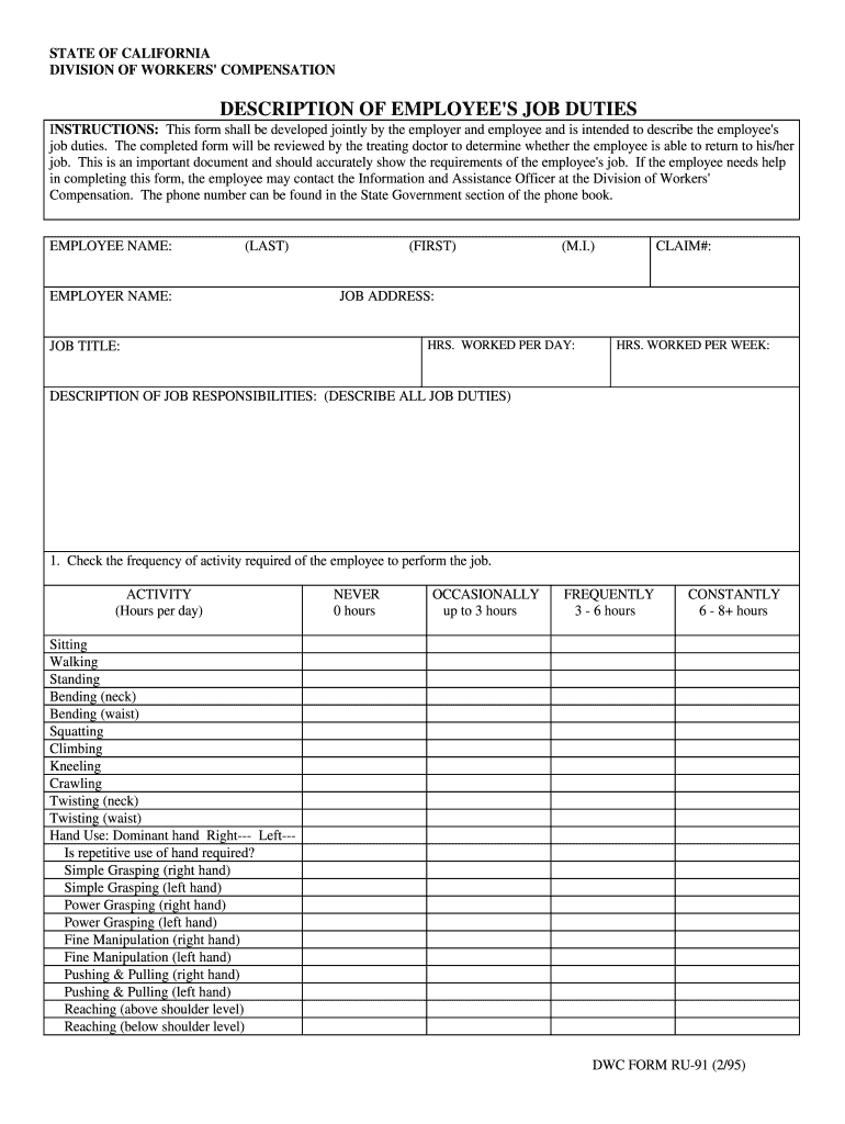  Dwc Form Ru 91 1995-2024