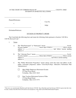 Division of Property Order  Form