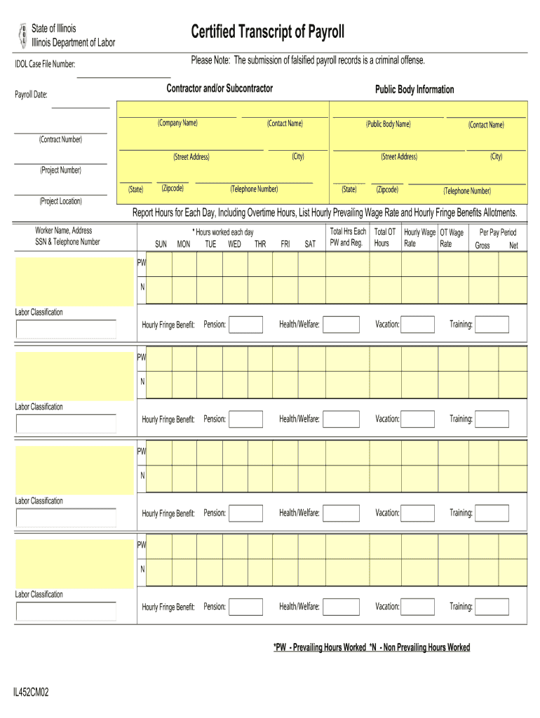 State of Illinois Certified Payroll  Form