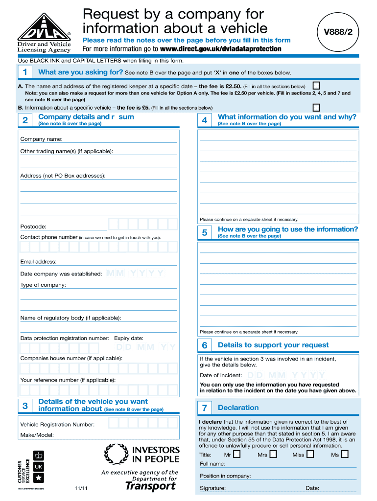  Dvla V888 2 Form 2011-2024