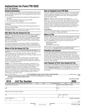 Form 3522 LLC Tax Voucher Ftb Ca