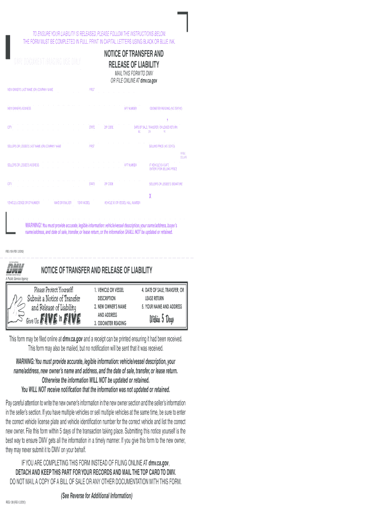  Release of Liability Dmv 2012-2024