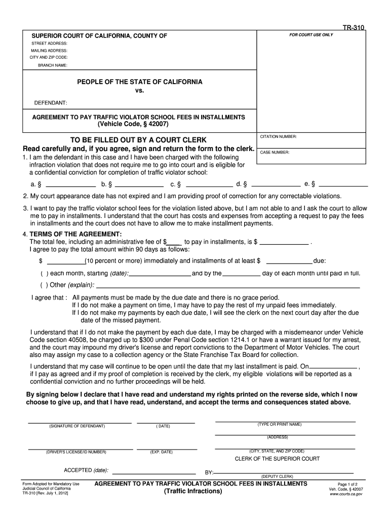  TR 310 California Courts State of California Courts Ca 2012