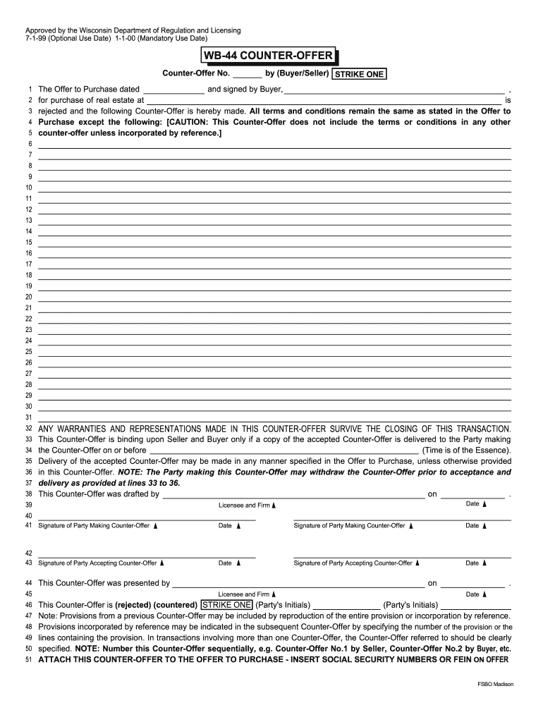 Get and Sign Wb 44 Counter Offer Form Fillable 1999
