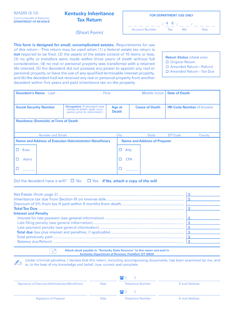 Get and Sign Ky Inheritance Tax Form 2016