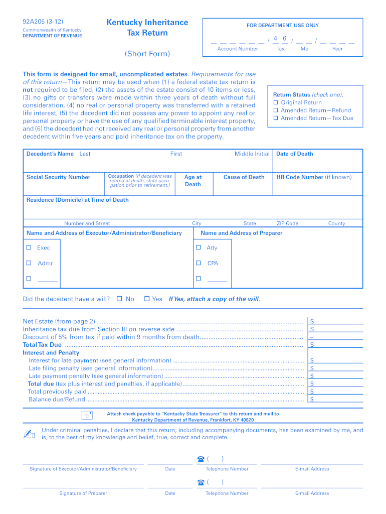  Ky Inheritance Tax Form 2016