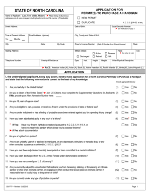 North Carolina Permit Application  Form