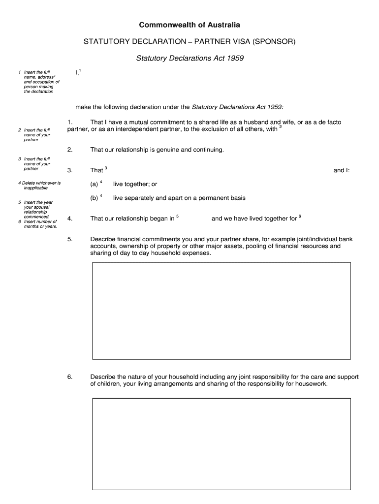 Statutory Applicant Declarations Printable  Form