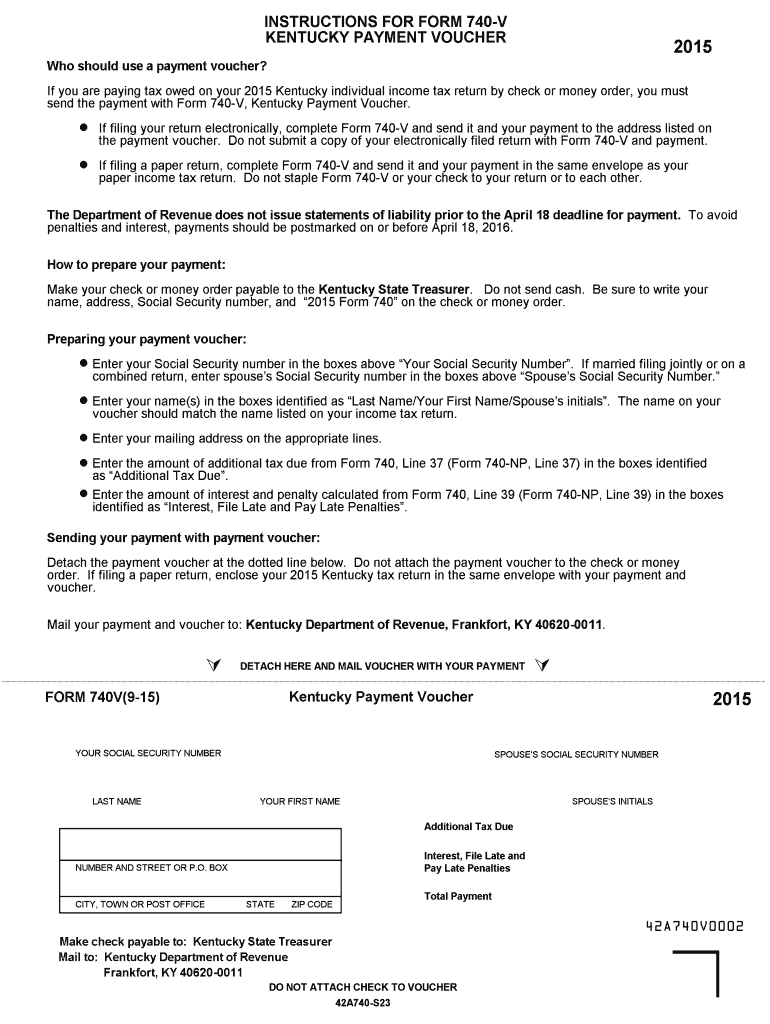  740 V  Kentucky Electronic Payment Voucher  Revenue Ky 2015