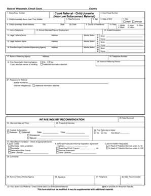 JD 1702 Court Referral ChildJuvenile Non Law Enforcement Wicourts  Form