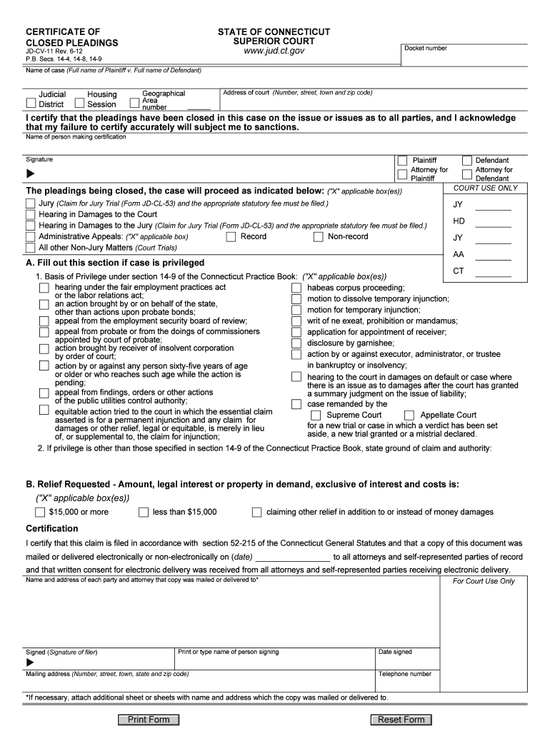 Connecticut Closed Form