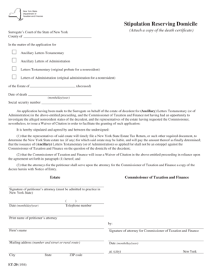 Stipulation Reserving Domicile  Form