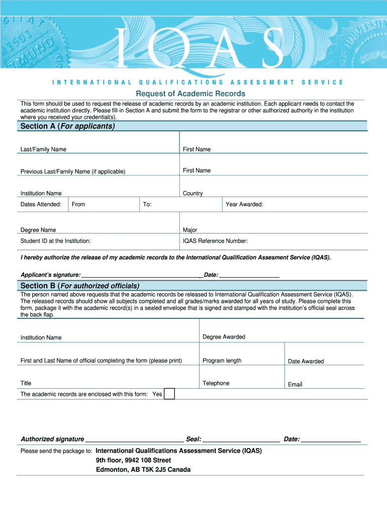 Iqas Request Form