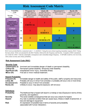 Risk Assessment Code Matrix  Form