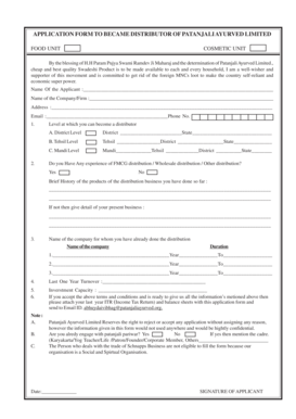 Patanjali Distributor Agreement  Form