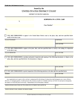 Ao 88 Rev 194 Subpoena in a Civil Case Form