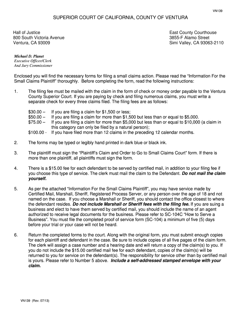  Ventura County Small Claims Forms 2013