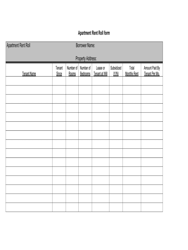 Rent Roll Template  Form