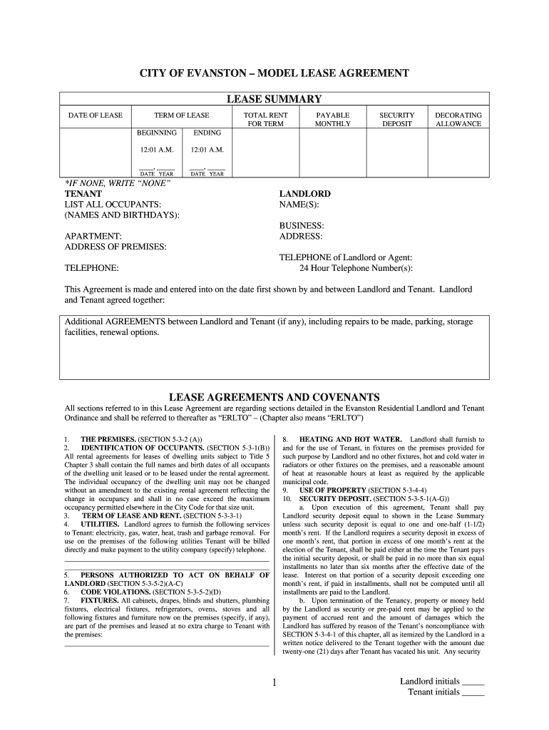 Evanston Lease  Form