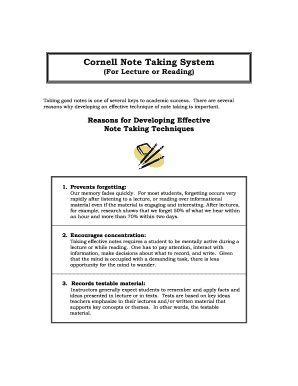 Cornell Note Taking  Form