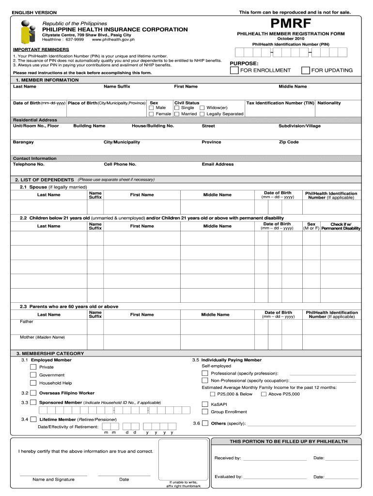 Philhealth Form Cf1