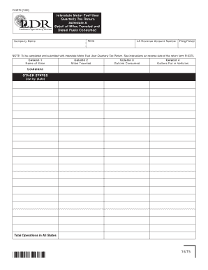 Interstate Motor Fuel User Quarterly Tax Return Schedule a Detail of Revenue Louisiana  Form