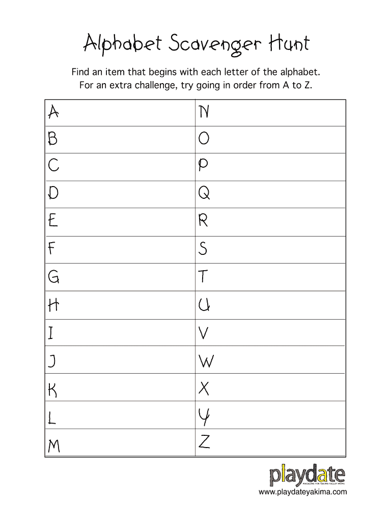 Alphabet Hunt  Form