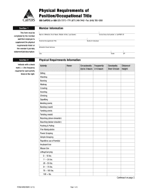 Calpers Physical Requirements of Position Form
