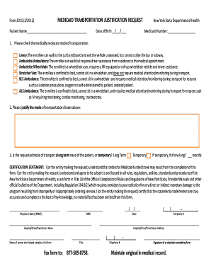 Get and Sign Medicaid Transportation Form PDF 2012
