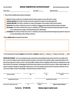  Medicaid Transportation Form PDF 2012