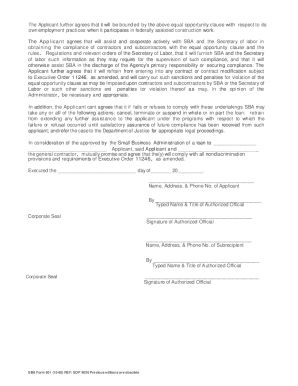 Sba Agreement  Form